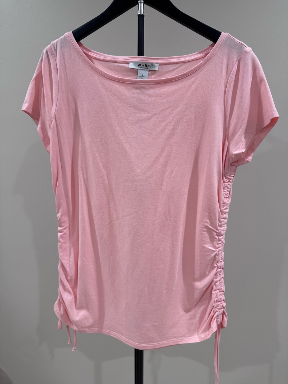 White House Black Market Light Pinky Peach Side-Ruched Short Sleeve Tee